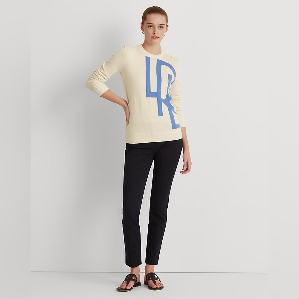 Lauren Ralph Lauren “LRL” Front Logo Cream Sweater Women’s Size XL - Picture 3 of 10
